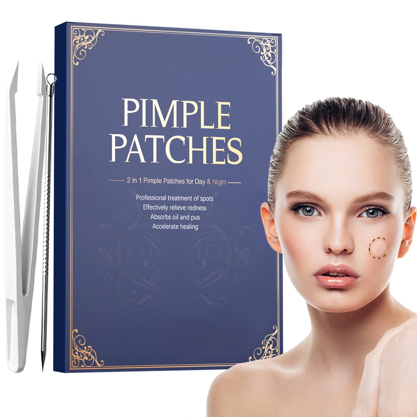 252pcs Pimple Patches, Day & Night Use 2 in 1 Pimple Spots Invisible Hydrocolloid Patches, Spot Treatment Stickers Effective (8mm&12mm) 252PCS