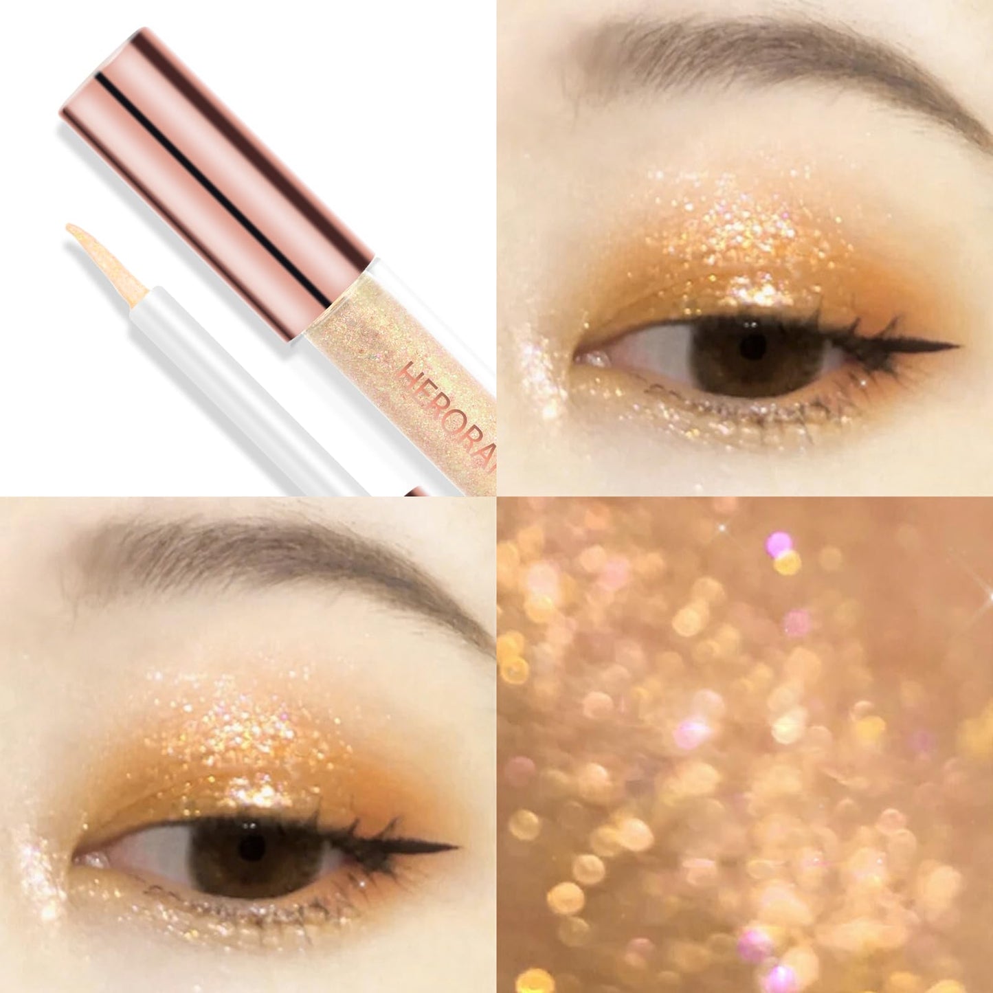 4Pcs Liquid Eyeshadow Set Crystal Diamond High-gloss Liquid Liner Shimmer Glitter Highlight Metallic Liquid Shadows Quick-drying Sequin Pearlescent Eye Makeup Cosmetic