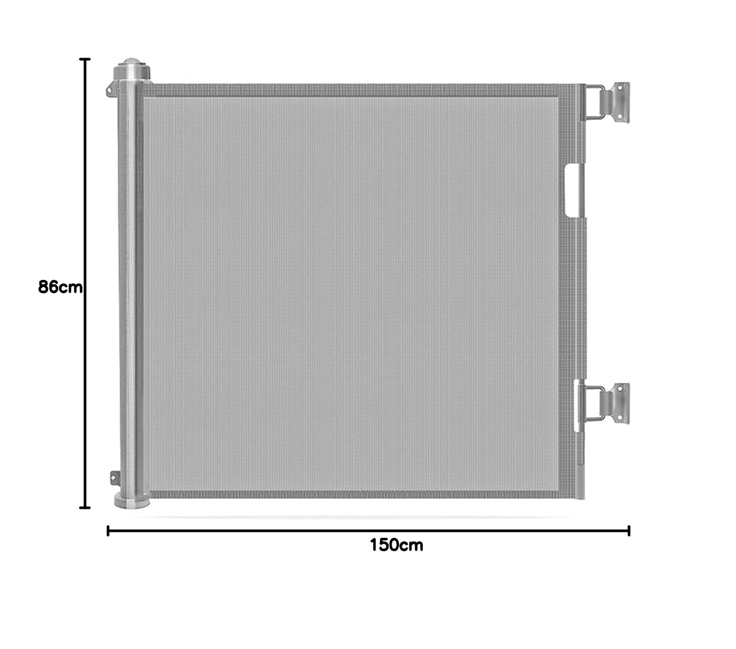 Wodondog Retractable Stair Gate for Baby, Extra Wider Safety Dog Gate 150cm, 86cm Tall, One Hand Operated Baby Gate for Stairways & Hallways, Indoor & Outdoor, Grey (150cm)