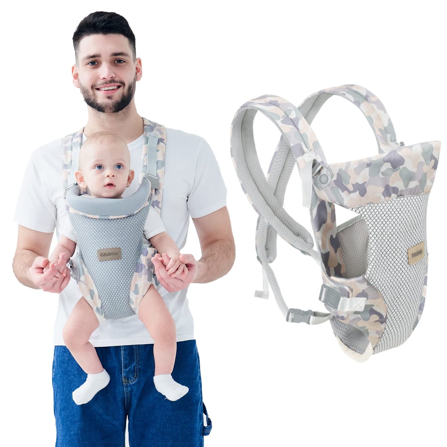 Baby Carrier Sling, IULONEE Newborn Carrier Slings Baby Carrier Breathable Infant Wrap Carriers for 3-36Months Toddler Fabric Carrier Grey