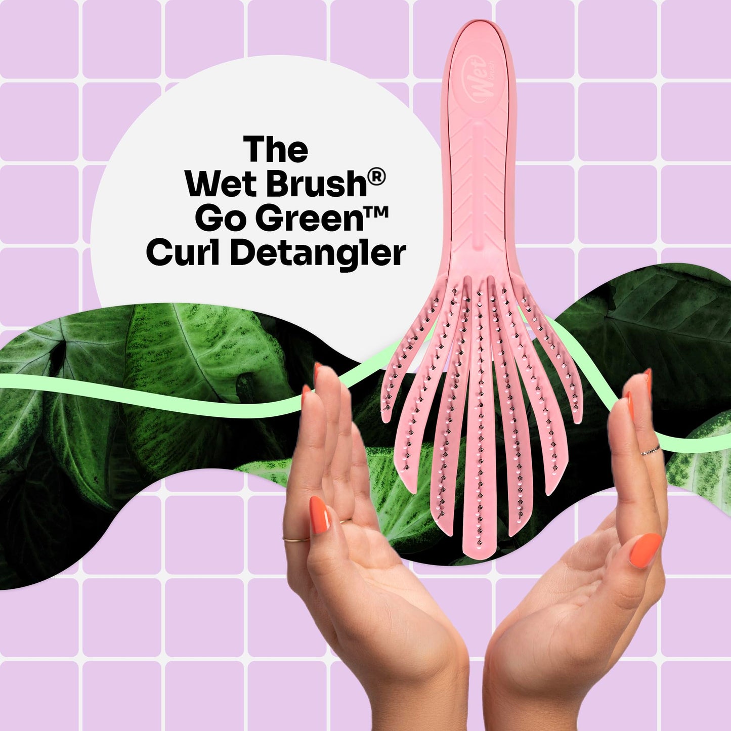 Wet Brush Go Green Curl Detangler Hairbrush, Made from Plant Based Plastic, Soft Intelliflex Bristles, For All Curl Types