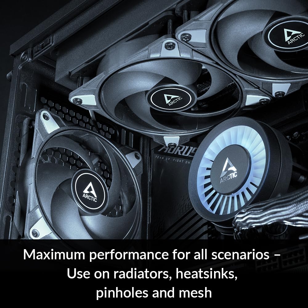 ARCTIC P12 Max - PC Fan, High-Performance 120mm Case Fan, PWM controlled 200-3300 rpm, Optimised for static pressure, 0dB mode, Fluid Dynamic Bearing - Black 1 Piece, black