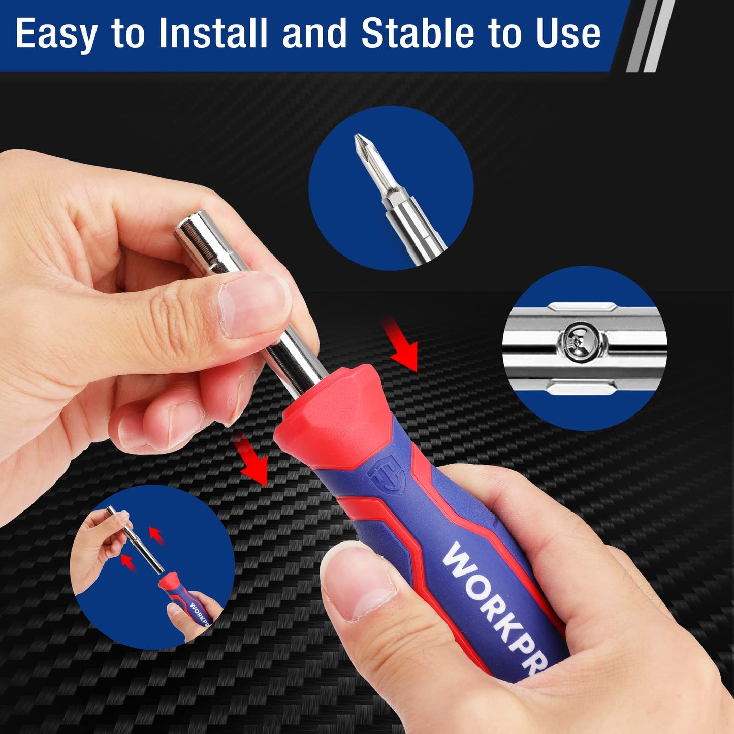 WORKPRO Multibit Screwdriver 14-in-1 Double Head with Oxford Storage Bag,Screwdriver Bit Set with Anti-Slip Rubber Handle,Compact Design,DIY Screwdriver