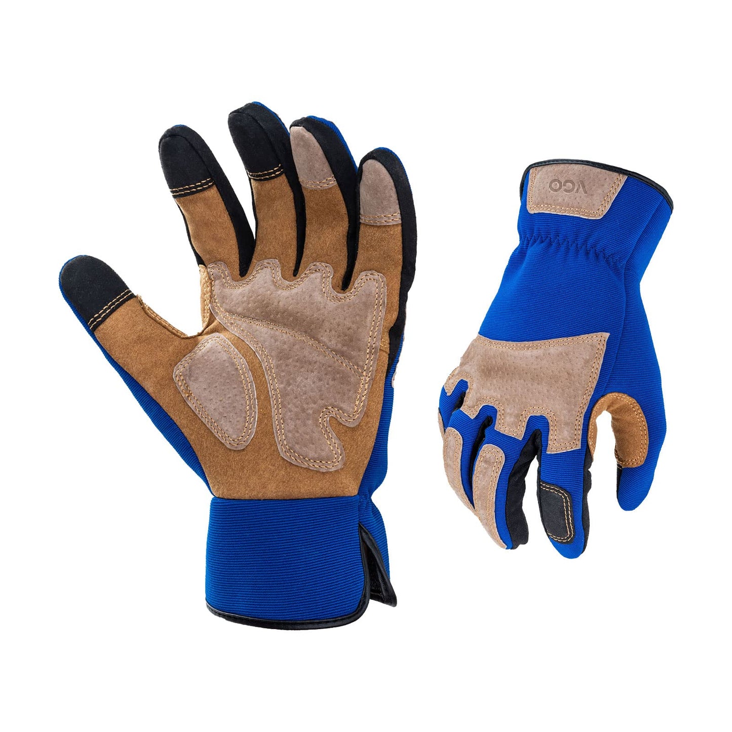 Vgo... Gardening Gloves Touchscreen Thornproof, Men Utility Work Gloves in Pig Leather for Garden Building Warehouse, Dexterity & Breathable Construction Gloves XLarge(pack of 1) General Version Blue-SL7475