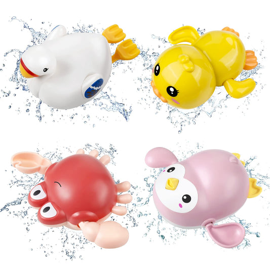 twoonto Baby Bath Toys, Wind Up Bath Toys 4 Pcs for Kids Bathtub Toys Bathroom Float Toy for Toddler Boys Girls 0 1 2 3 4 Years Old Style A