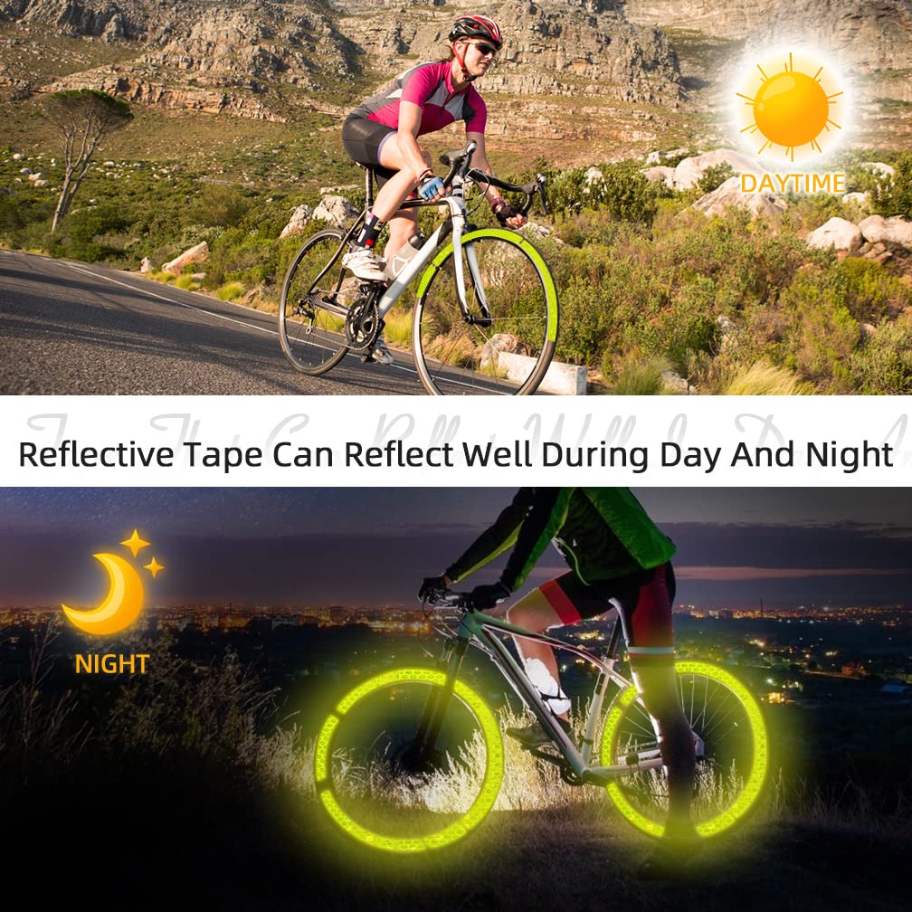 Xrkuu 3M x 5CM Reflective Warning Tape, 3 Rolls Green Waterproof Reflector Tape High Visibility Tape Safety Reminder for Vehicles, Helmets, Mailboxs on Night