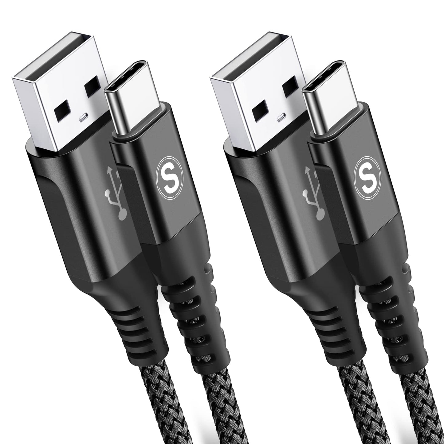 2-Pack 3M USB C Cable 3.1A Fast Charger Cable Compatible for iPhone 15 Plus Pro Max,Samsung Flip/Fold 3/4/5 S10 S9 S8 S20 S21 S22 S23 A12/13/14 A21s/22/23 A34/A32 A54/53/52s/51/50 A70/71, Pixel 6/7/8 3m+3m Black