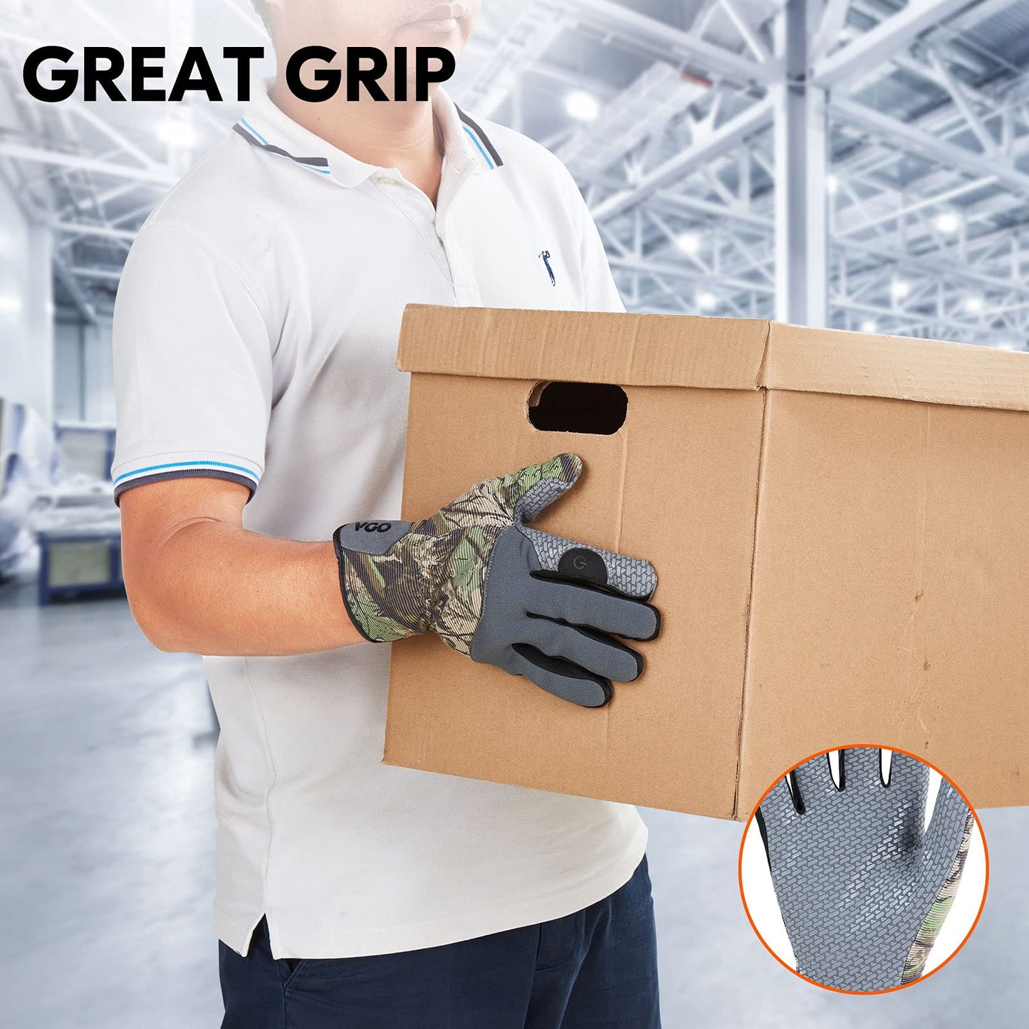 Vgo... Utility Work Gloves Super Grip Touchscreen with Silicone Palm, Mechanics Gloves Light Duty for Warehouse Delivery Mechanics Multipurpose M (Pack of 1) SL7717-BLU