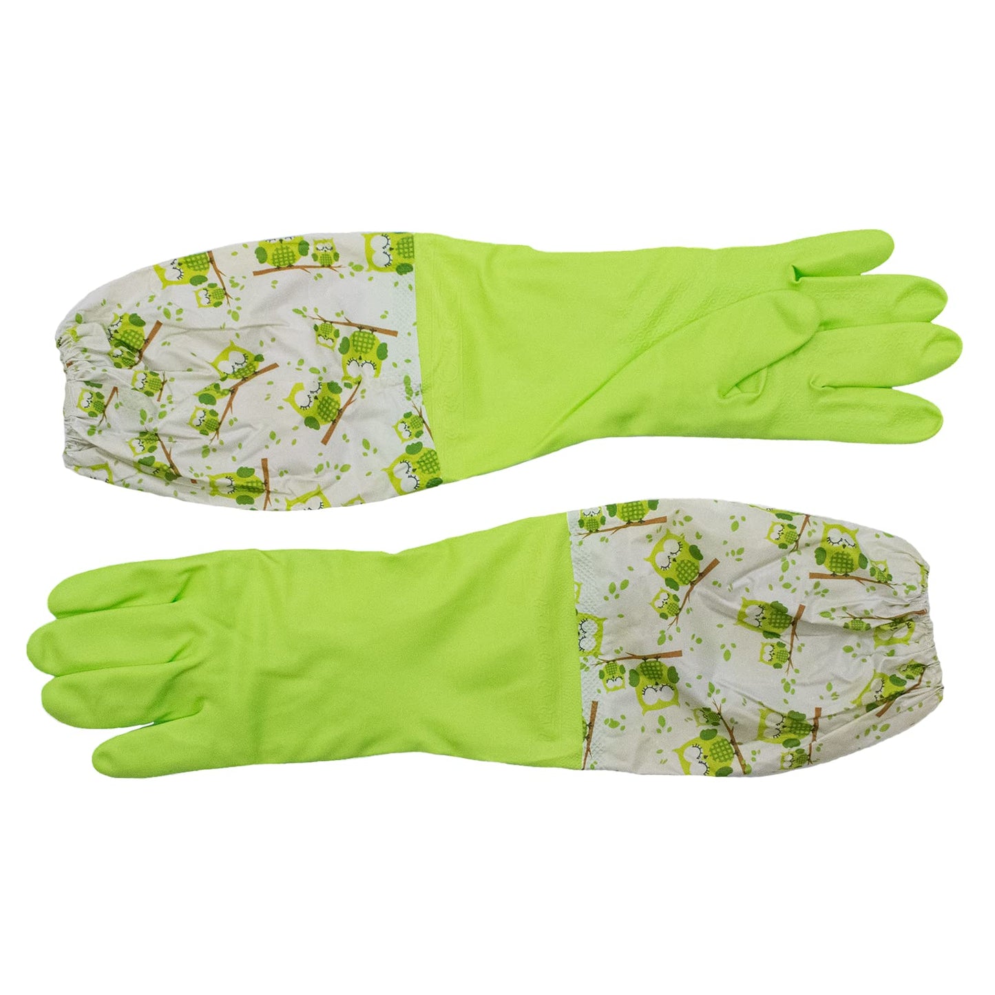 TRIXES Long Green Rubber Pond and Drain Gloves – Household & Garden Chores, Gardening, Weeding, Washing, Cleaning & Dishwashing – Protect your Sleeves - Heavy Duty, Waterproof and Lined for Warmth