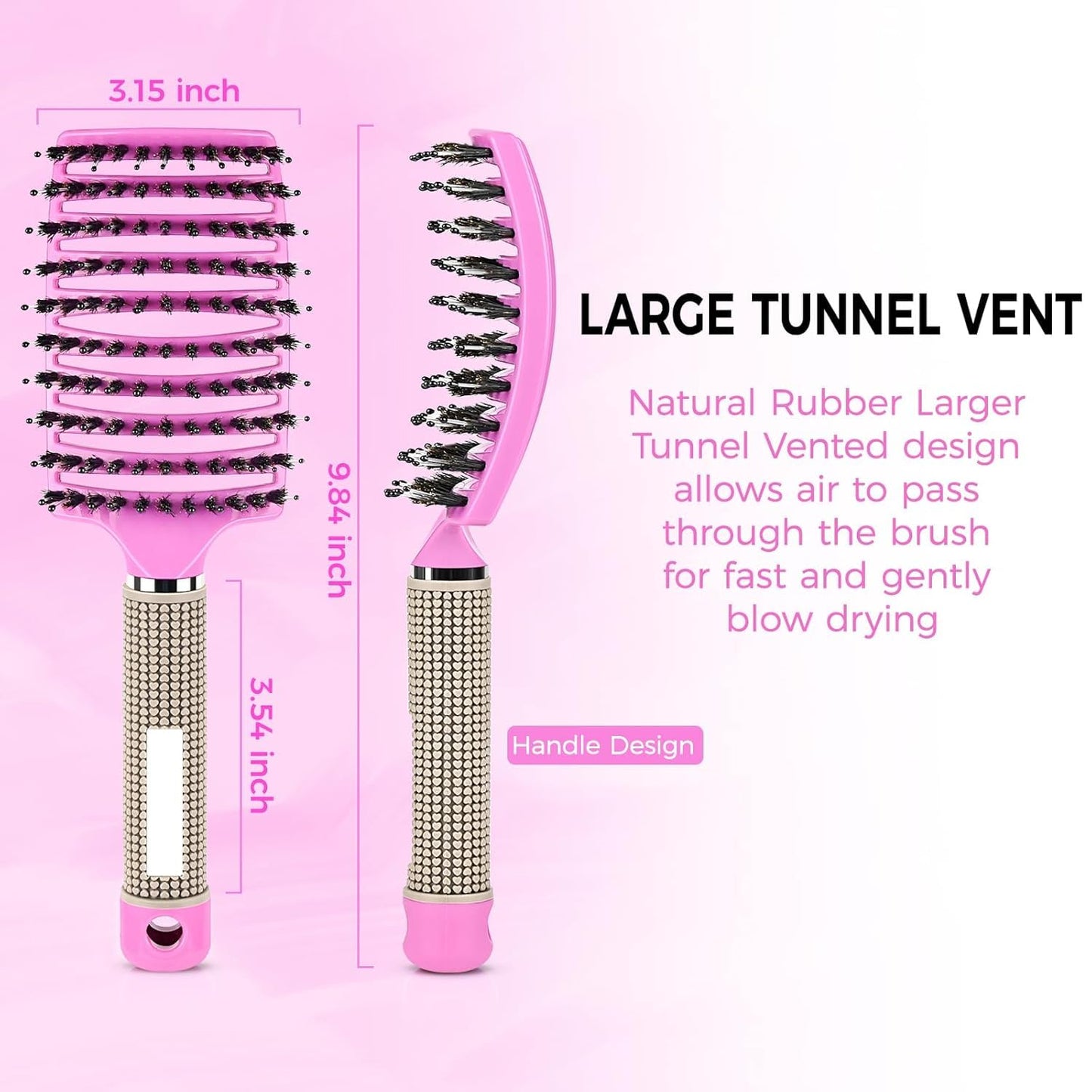 𝐒𝐈𝐃𝐒𝐓𝐘𝐋𝐄𝐒™Boar Bristle Hair Brush for Thin, Fine & Normal Hair – Natural Soft Bristles for Frizz-Free, Healthy Shine – Hairbrush for Women & Men, Promotes Hair Growth & Scalp Circulation Pink