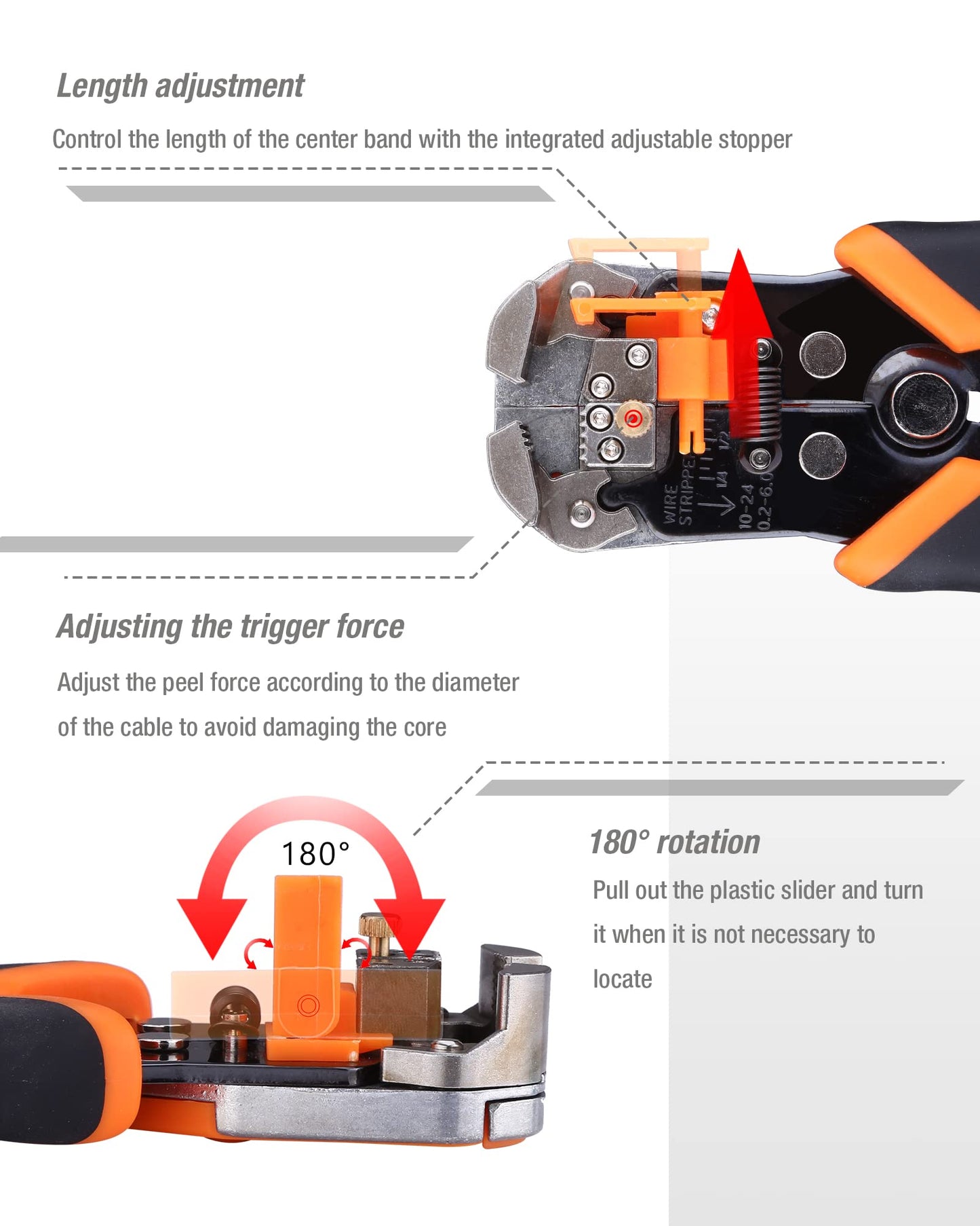 Wire Stripper, ENGiNDOT 3-in-1 Automatic Wire Stripper Plier Tool AWG10-24, Self-Adjusting Wire Cutter & Cable Stripper & Terminal Crimper, MWS02