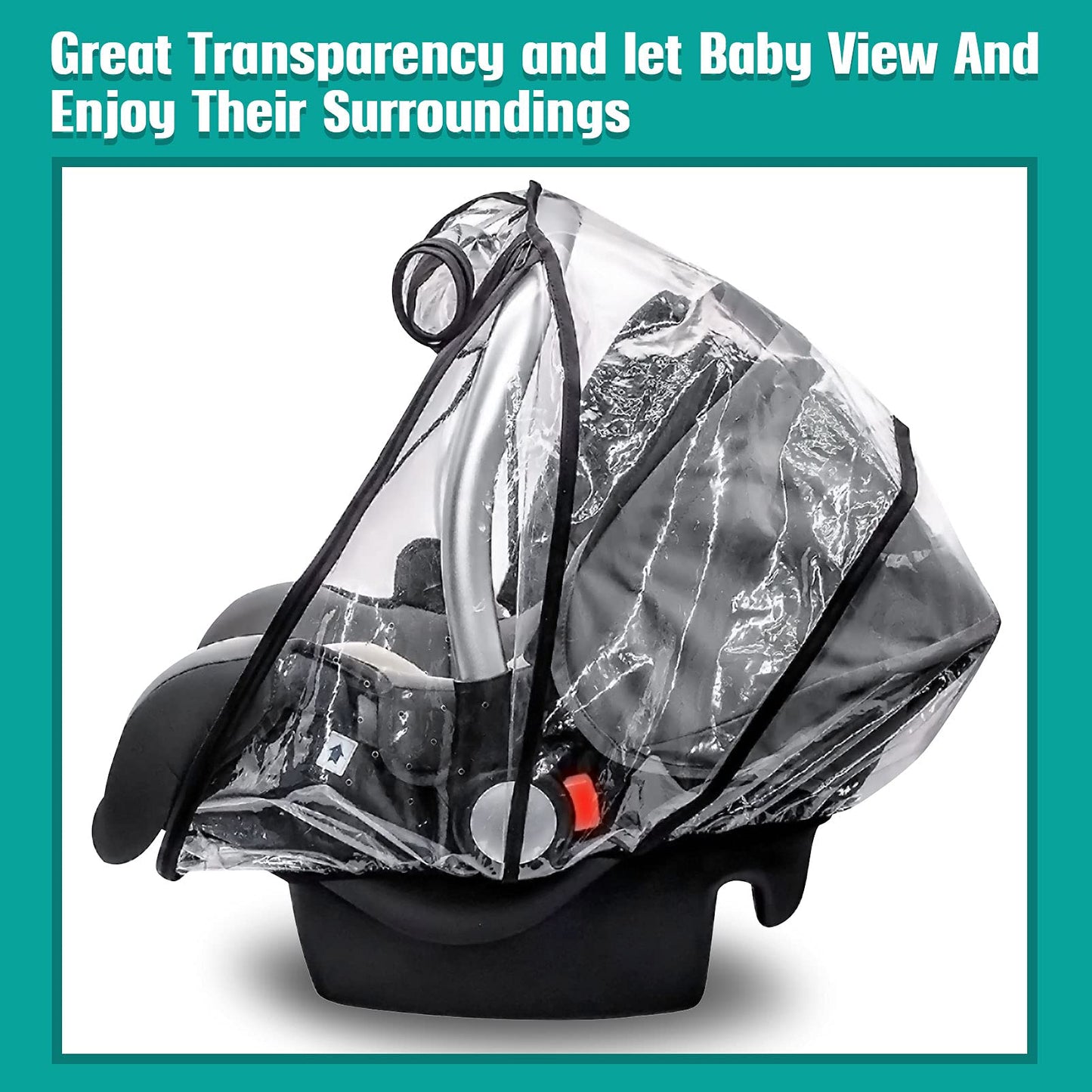 Universal Car Seat Rain Cover Baby Carrier Raincover - EVA Car Seat Weather Shield with Quick-Access Zipper Door and Side Ventilation, Windproof and Waterproof Car Seat Cover for Maxi COSI and More