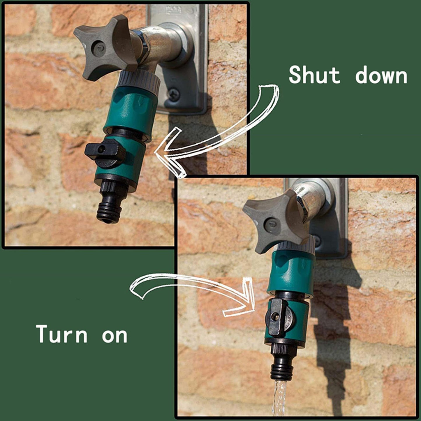 TOPWAYS Quick Release in Line Shut Off Valve for Join Garden Hose Pipe Tube, One Male and One Female Connector Valve Extender with Matching Hose End Quick Connectors