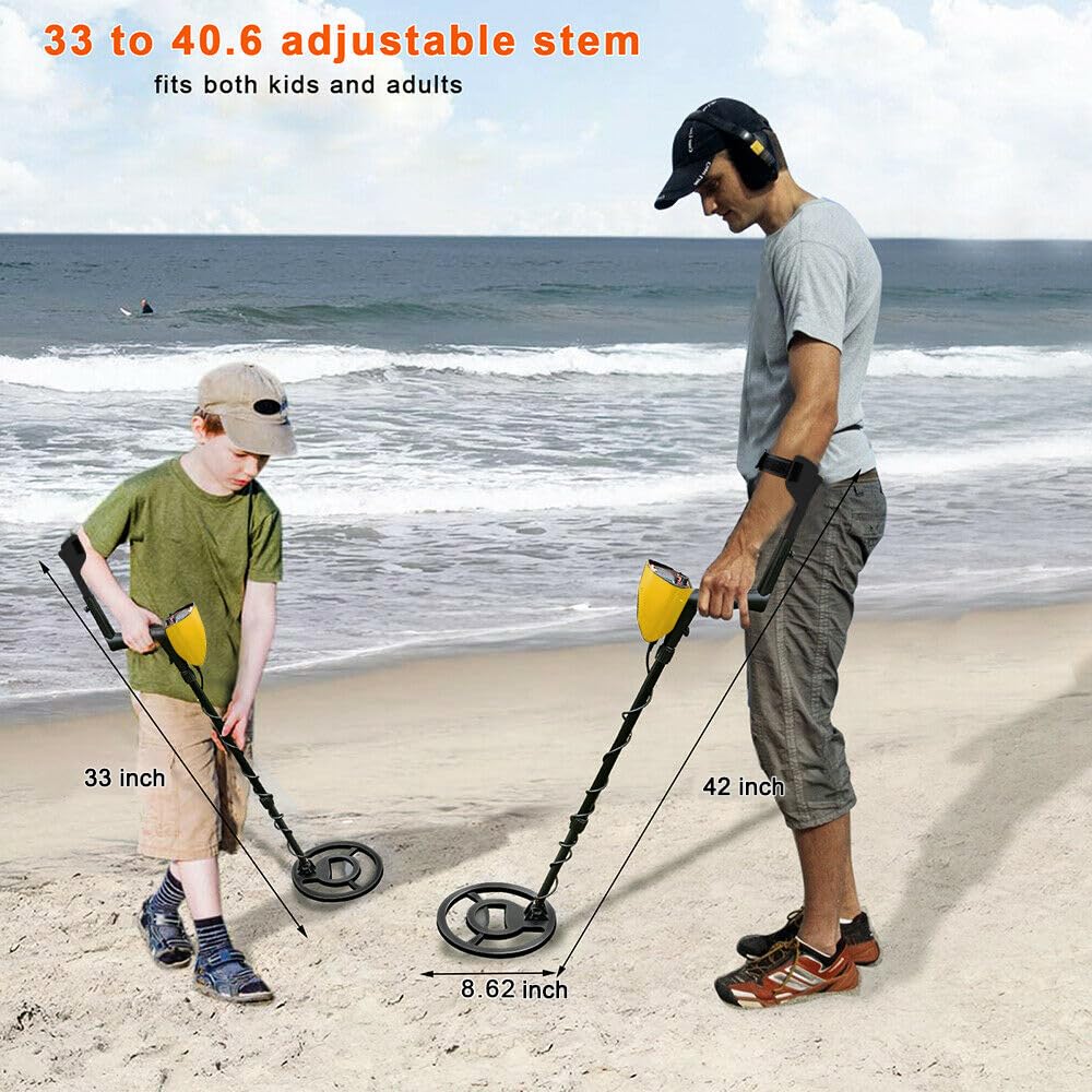 Voilamart Metal Detector Waterproof for Adults and Kids, Bounty Hunter Gold Digger Metal Detector with High Accuracy Adjustable Pointer Display, for Detecting Coin, Beach Treasures