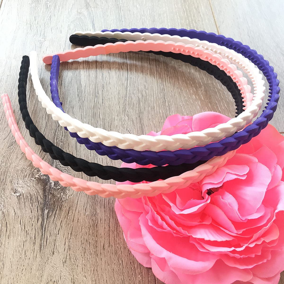 12pcs Thin Plastic headbands for Girls Women 6mm colorful Skinny Hairbands for Kids Teens 8mm colorful headbands