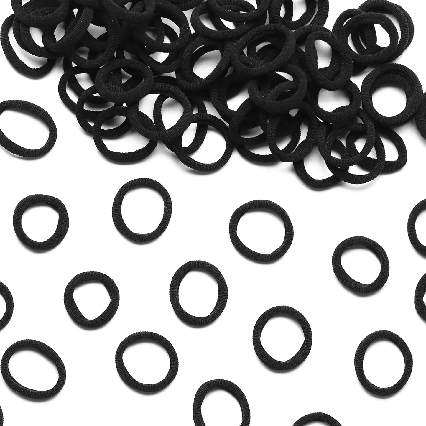 WANBY Hair Ties Mini Seamless Black Hair Bands Soft Elastics Ponytail Holders Hair Ties for Girls Toddler (100 Pcs) 100 Pcs