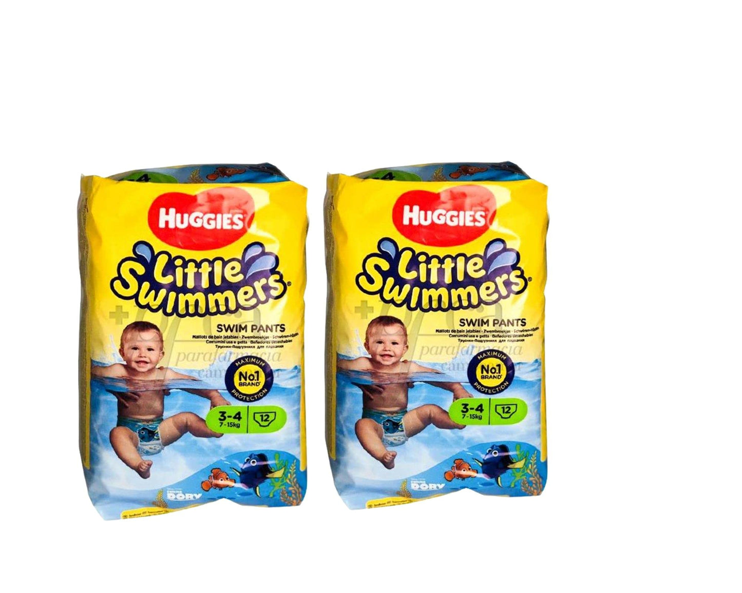 2 Pack Disposable Swimming Nappies, 2 Pack Swim Water Nappies Size 3-4, 7kg-15kg, (2 Packs x 12) 3-4 - 24 Total Baby Toddler Children Waterproof Leak Proof Nappy + 1 x Mocktail Lolly 12 Count (Pack of 2)