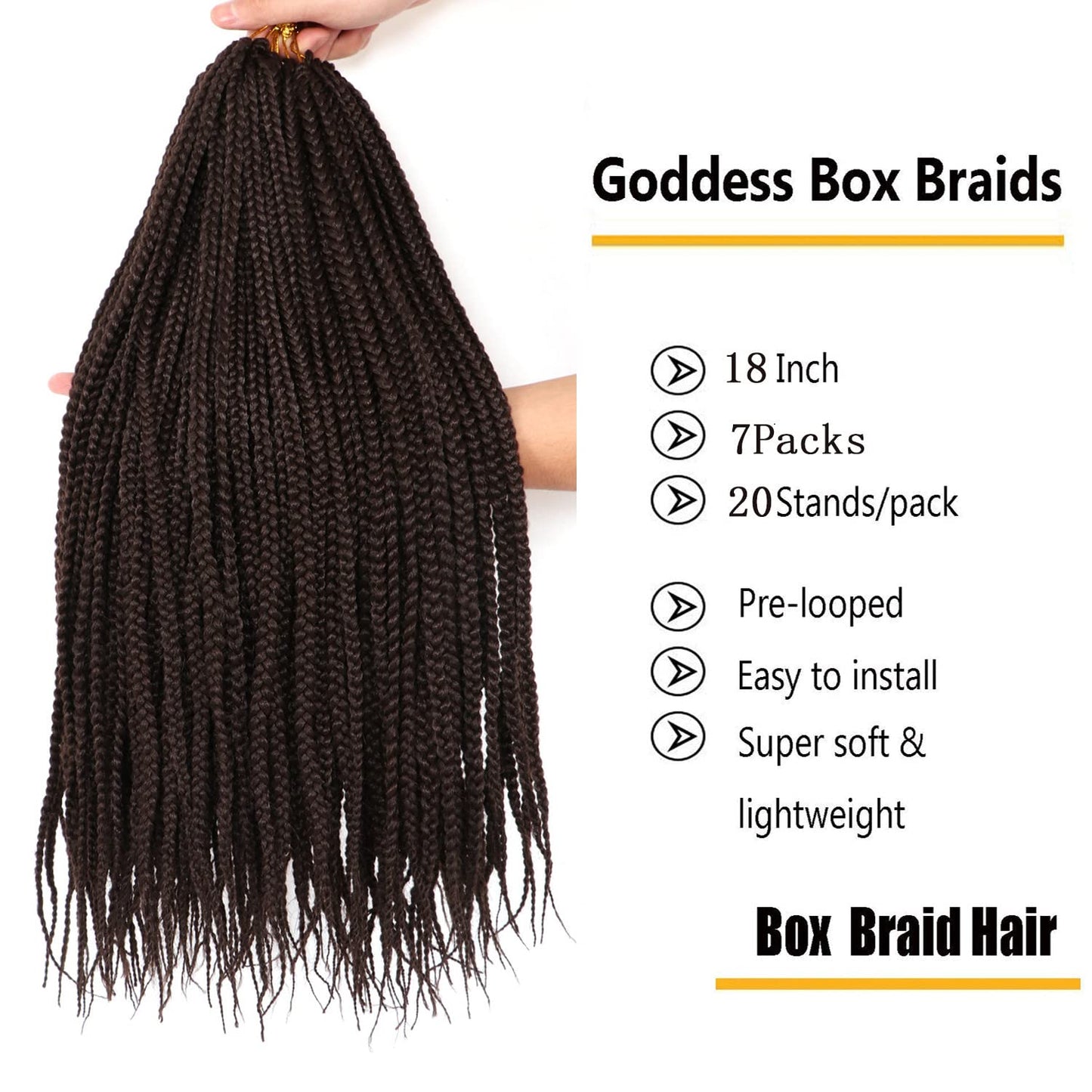 7Packs/Lot Box Braids Crochet Hair Extensions Pre looped Crochet Hair Crochet Braids Box Braid Crochet Hair Crochet Braids Hair for Black Women (18Inch(Pack of 7), #4) 18Inch(Pack of 7)