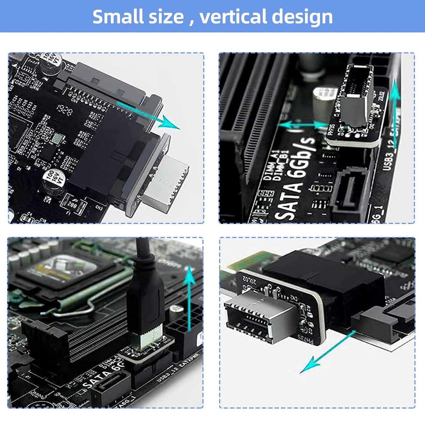 XTVTX USB Front Panel Adapter, Vertical USB 3.1 Front Panel Socket Key-A Type-E to USB 3.0 20Pin Header Adapter