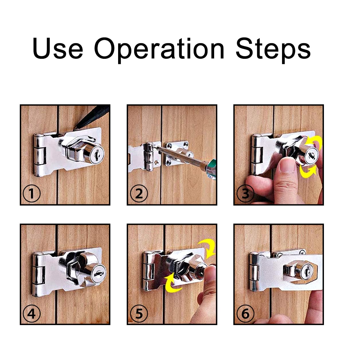 2 Sets Safety Metal Door Latch Locks Keyed Hasp Locks Door Lock Hasps with Padlocks and Keys for Cabinets, Cupboard, Drawer Gate