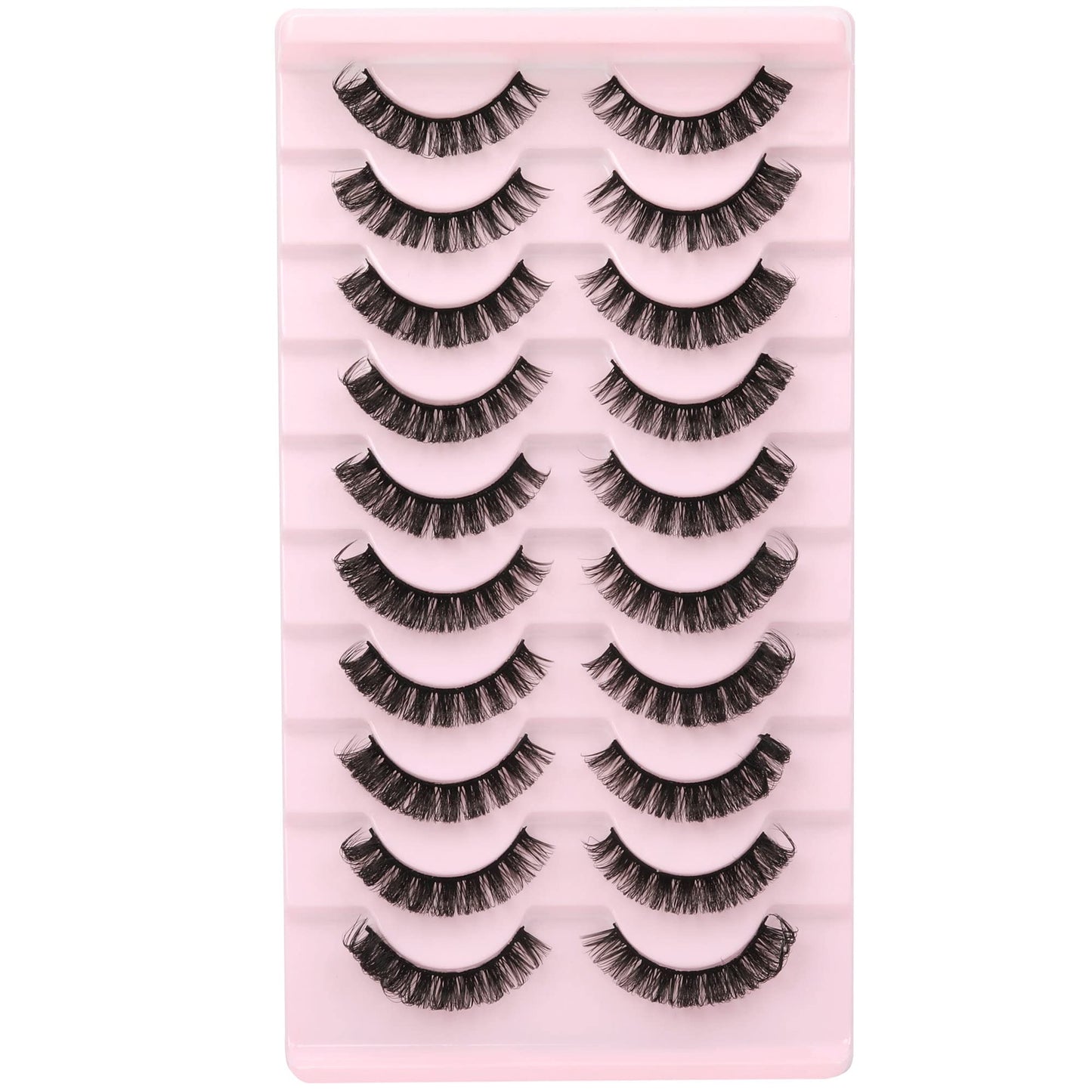 wiwoseo Eyelashes Russian Strip Lashes D Curly Natural Wispy Fluffy 3D Effect Hybrid Fake Eyelashes 10 Pairs Pack A-15MM