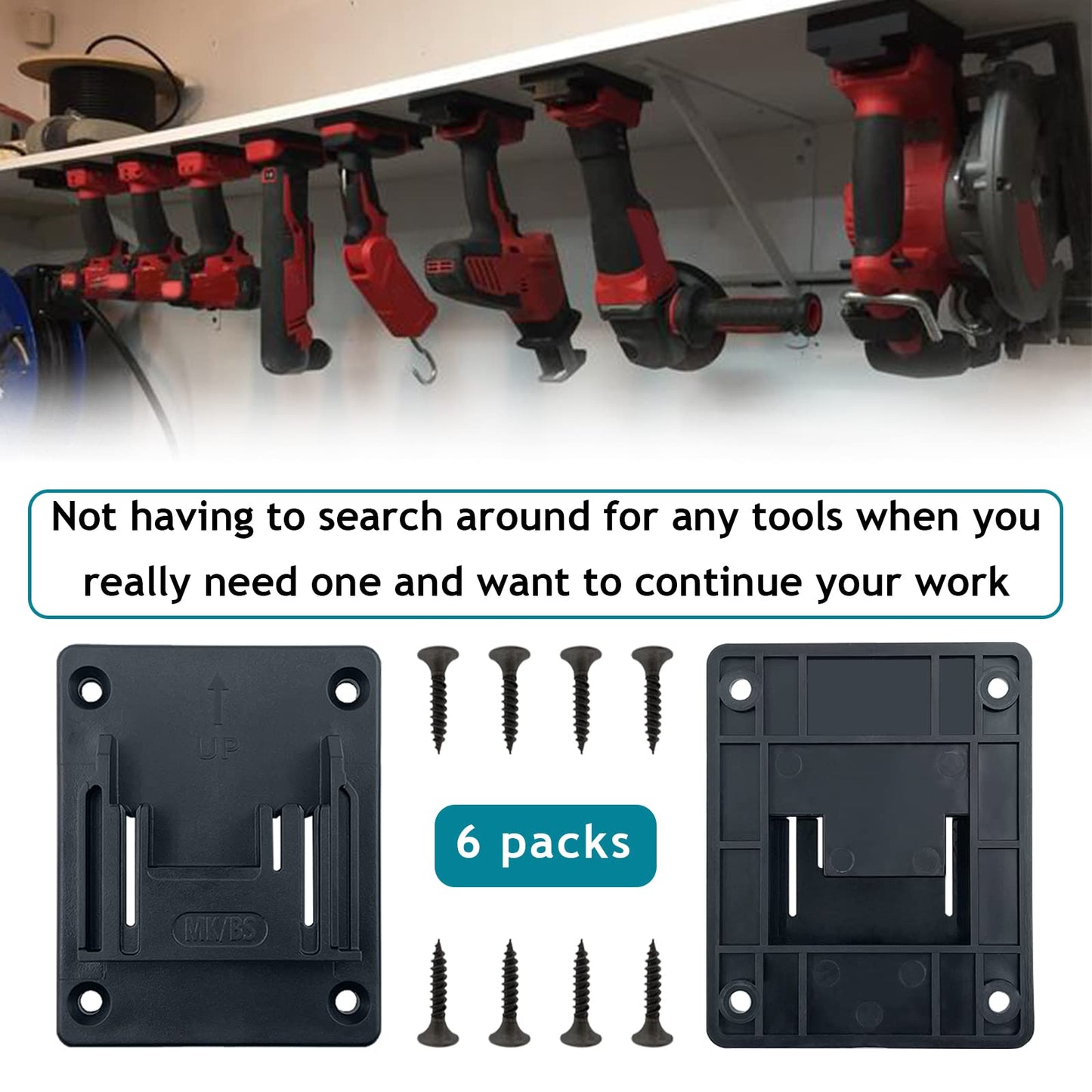 YSDZ 6 Packs Tool Holder Dock Mount,Electric Tool Holder Wall Mount Storage Bracket Fixing Devices Compatible with for Makita 18V Electric Tool (Black)