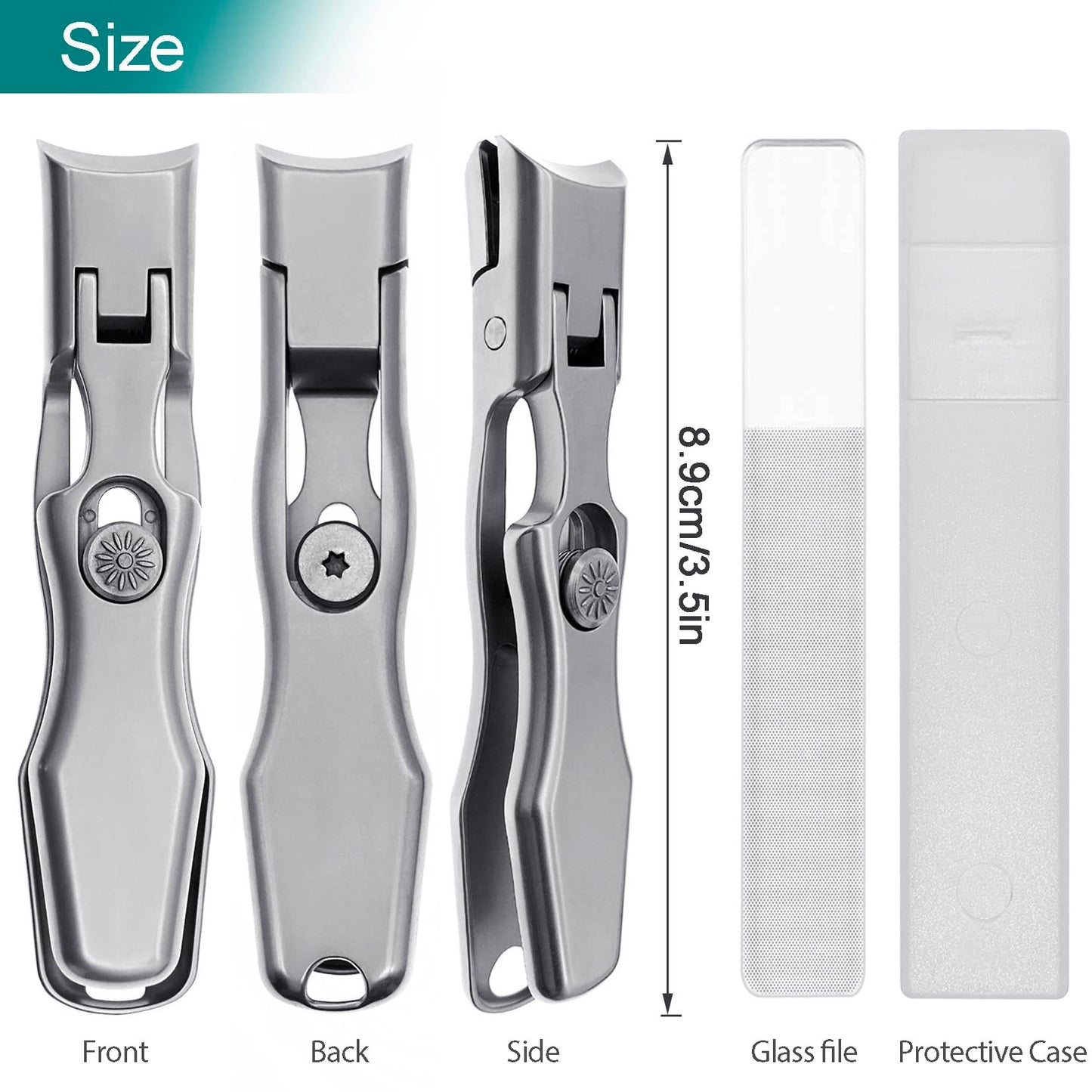 VOGARB Nail Clippers for Thick Nails Large Wide Jaw Opening Toenails Clippers Long Handle Heavy Duty Portable Ultra Sharp Fingernail Clipper with Catcher for Men Seniors Adult Women (Silver) Silver