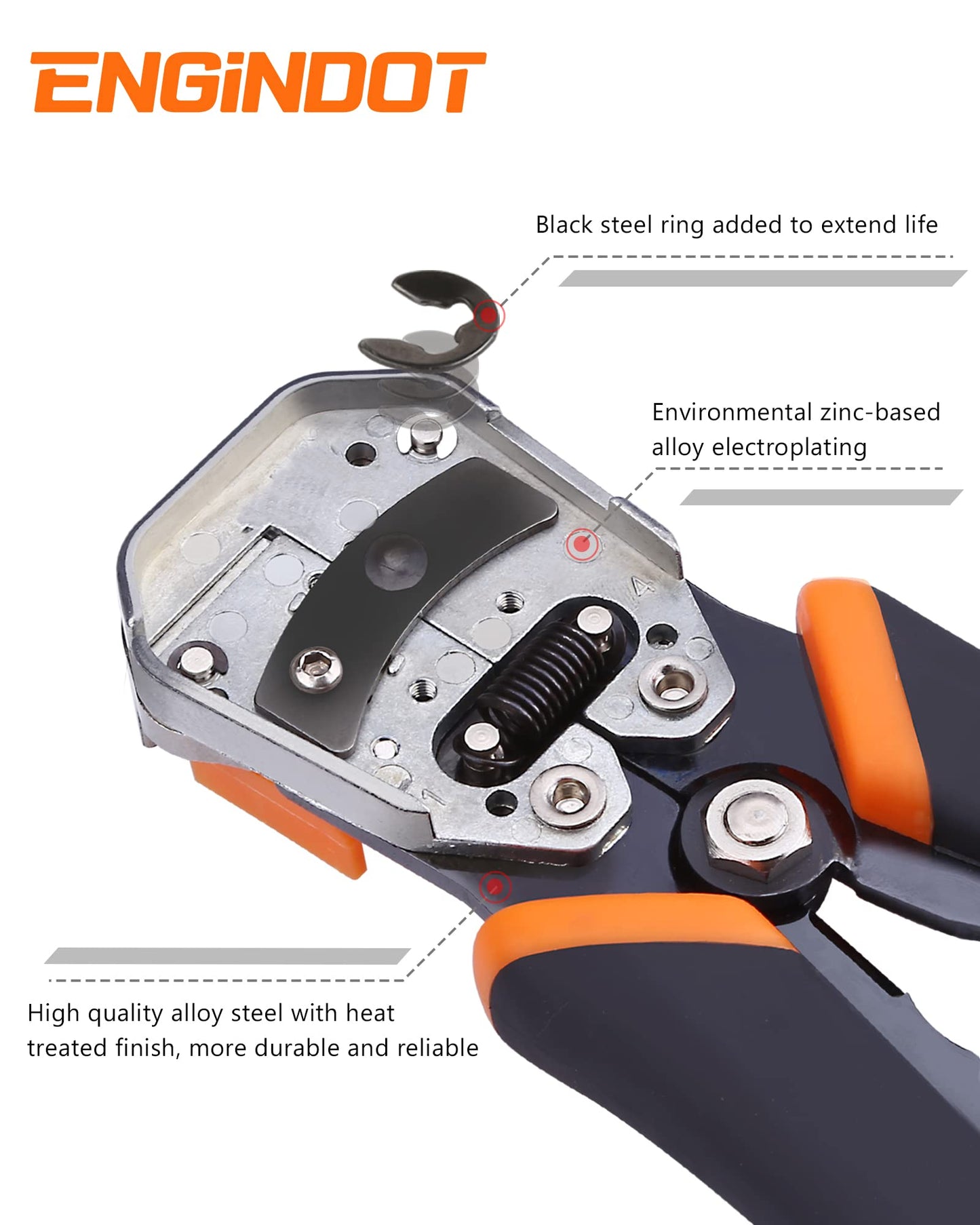 Wire Stripper, ENGiNDOT 3-in-1 Automatic Wire Stripper Plier Tool AWG10-24, Self-Adjusting Wire Cutter & Cable Stripper & Terminal Crimper, MWS02