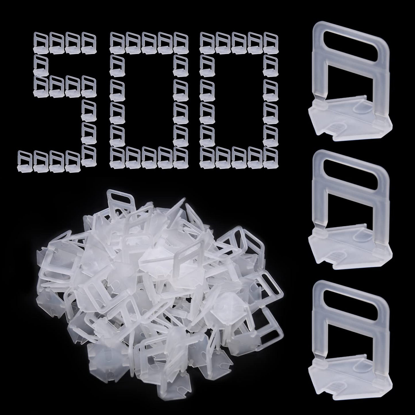 500pcs Tile Leveling System Clips, 1.5mm Leveling System Tiles Leveler Spacers Tile Spacers Clips(500pcs 1.5mm) 1.5mm(1/16in)