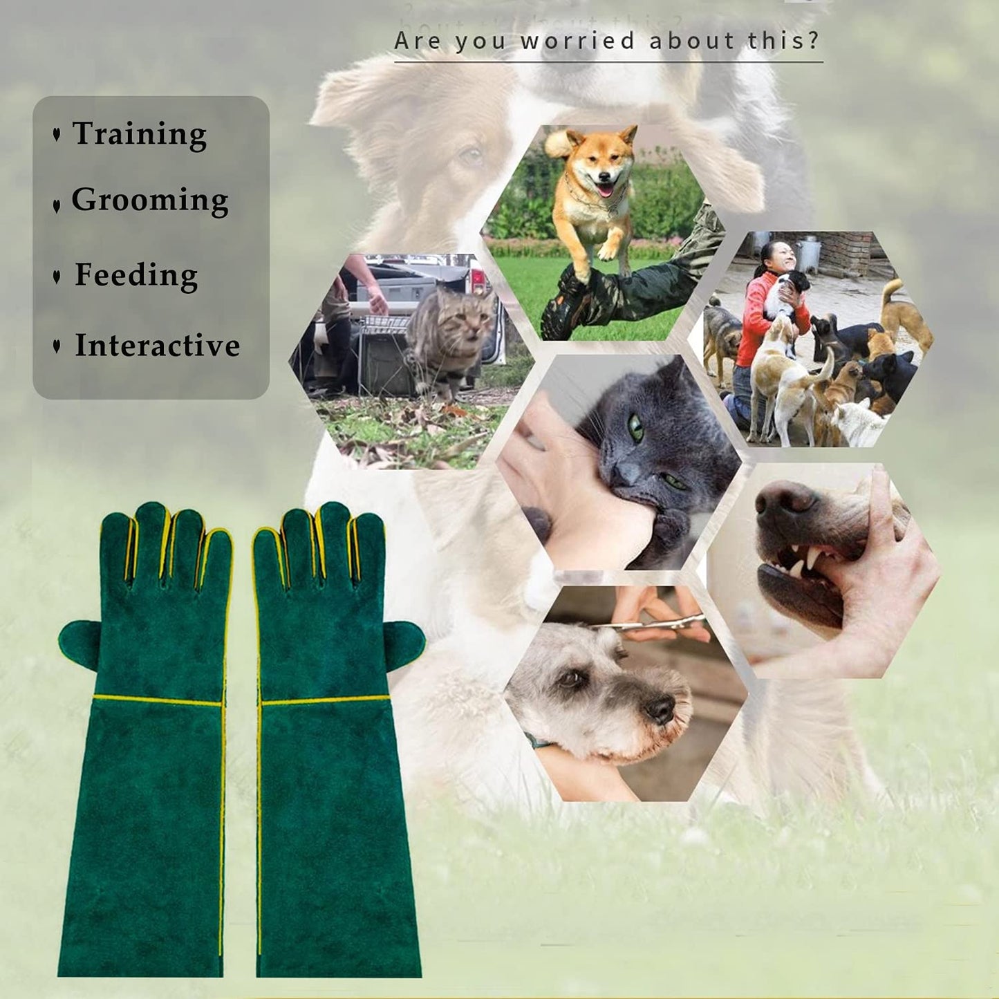 Anti-Bite Work Gloves, FIPASEN Bite Resistant Animal Handling Gloves for Welding, Gardening, Grooming, Handling Dog / Cat/ Bird/ Snake/ Lizard/ Turtle, Durable Protective Gloves 40 CM