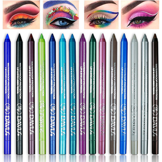 15 Colors Eyeliner Pen Set, Eyeliner Pencil Set, Waterproof Colorful Eyeliner Kit Long Lasting Eyeshadow Pencil Professinal Eye Makeup Set Pearl Eye Liner for Women