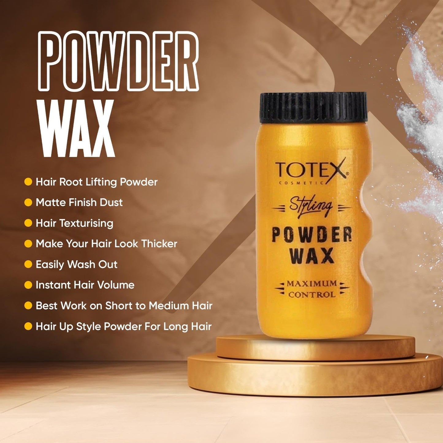 Totex Hair Styling Texturising Powder Wax - Volumizing Thickening Dust Powder Flexible Hold Matt Look Maximum Control for Men & Woman 20 gr Unscented 20 g (Pack of 1)