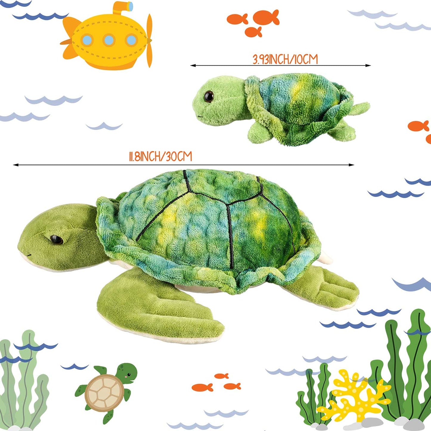 Aoriher 5 Pieces Plush Turtle Set Stuffed Turtle 12 Inch Stuffed Sea Turtle Mom with 4 Little Turtles Soft Plush Stuffed Animal Toys Tortoise Hugging for Birthday Easter, Christmas(Cute Style)