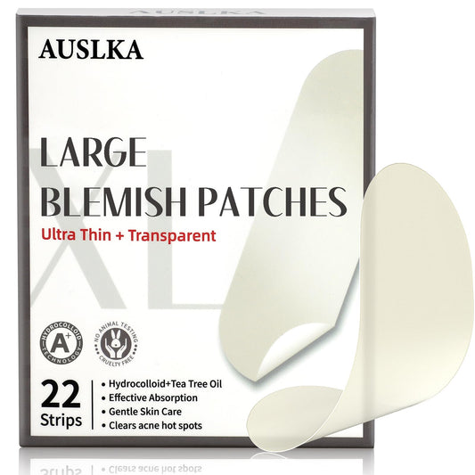 AUSLKA Blemishes Patches - 22 Strips, Hydrocolloid Blemishes Dots - Large Blemishes Patch - Blemishes Stickers - Zit Breakouts - Suitable for Larger Area Outbreaks 22 Count (Pack of 1)