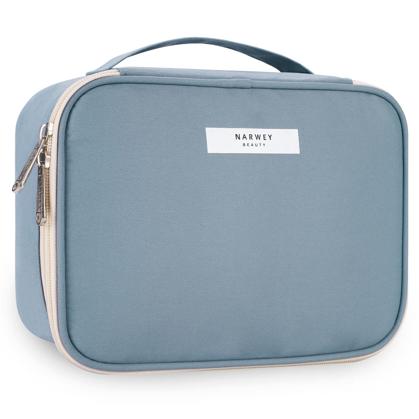 Travel Makeup Bag Large Cosmetic Bag Makeup Case Organizer for Women Greyish Blue (Upgrade)