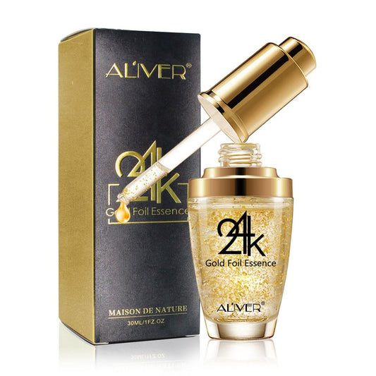 24K Gold Essence Collagen Face Serum Moisturizer Enriched with Vitamin C Serum, Vitamin E Cream for Skin care with Hyaluronic Acid Serum 1 FL OZ (30mL)