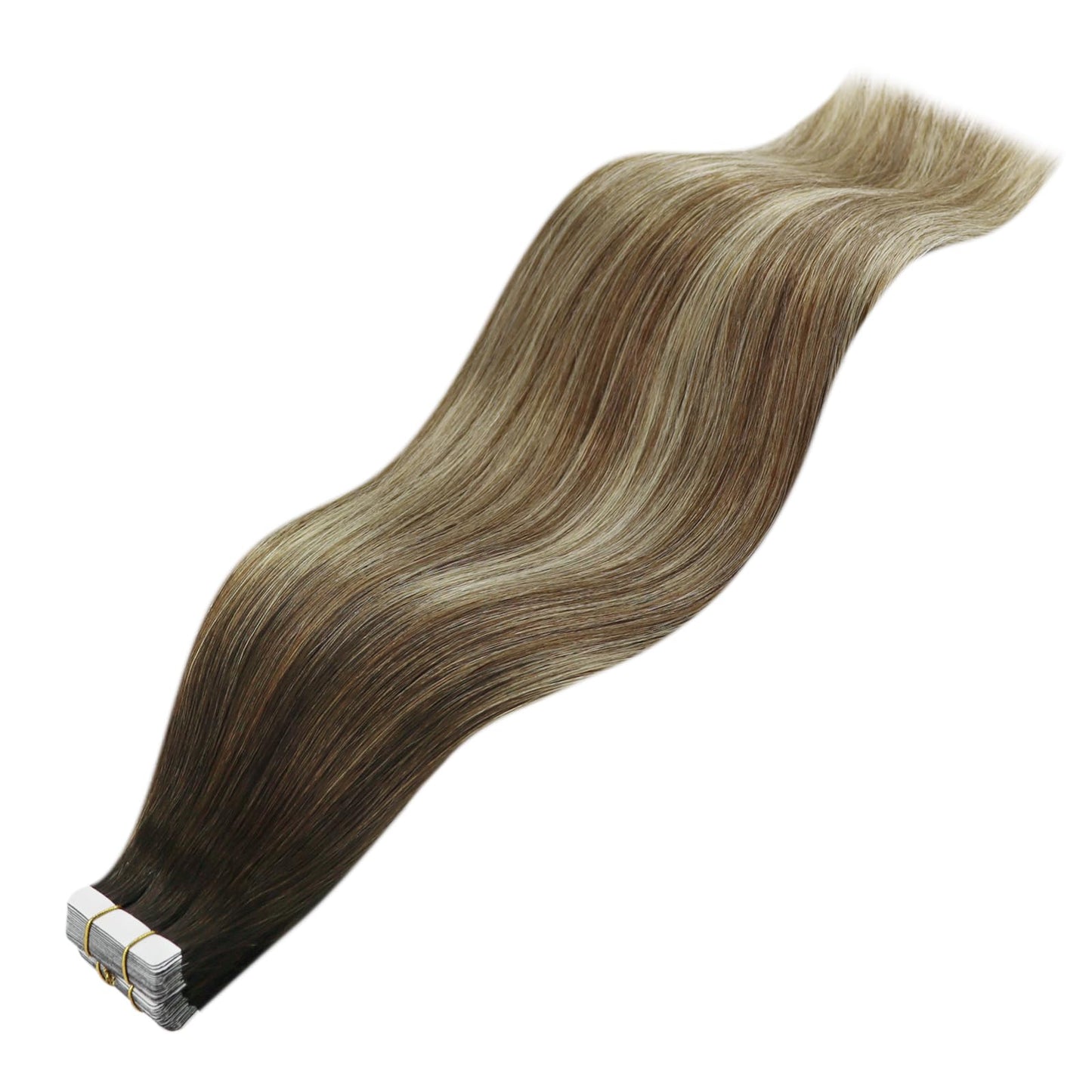 YoungSee Tape in Hair Extensions Real Human Hair Balayage Brown Tape in Hair Extensions Ombre Dark Brown to Brown with Blonde Tape in Extensions for Beginners 12Inch 20pcs 30g Hair Extensions Tape in