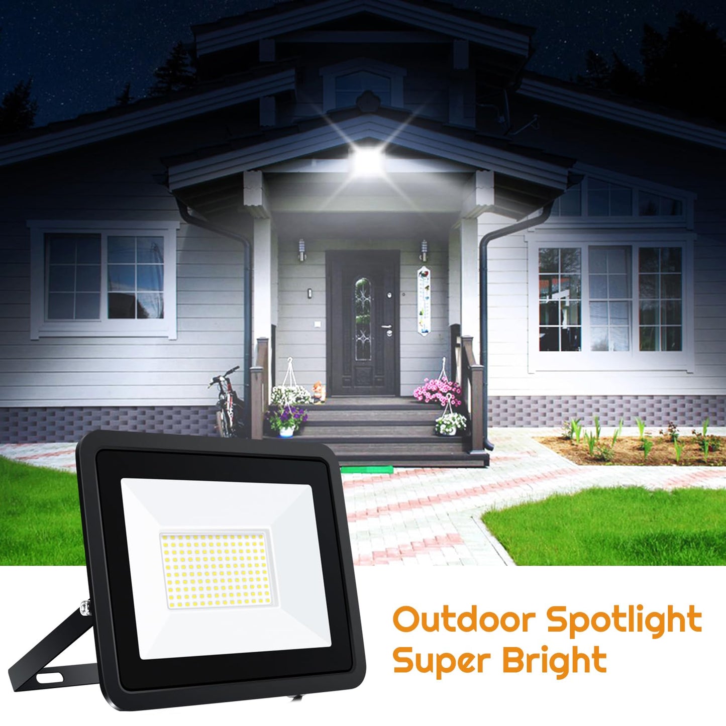 Viugreum 100W Led Floodlight Outdoor 10000LM Safety Light Waterproof IP66 Wall Light Work Lighting, Cold White 6500K Led Flood Light Outside for Garage, Garden, Backyard