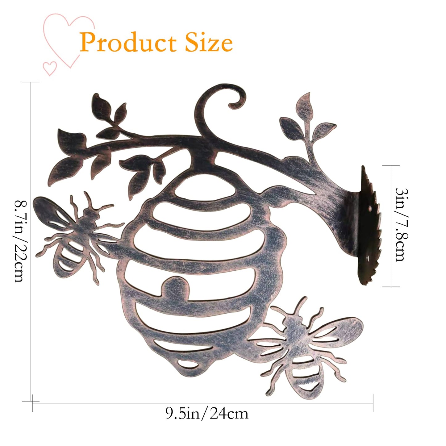 Adove Bee Wall Art Rusty Metal Bee Hive For Garden Decor Outdoor Wall Ornaments Hive Copper