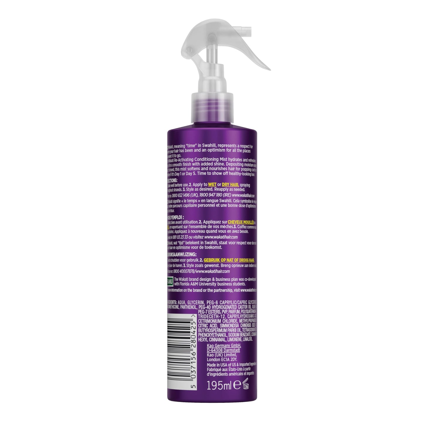 Wakati Re-Activating Moisturising Detangling Defining Conditioning Mist for Natural Afro Hair 195ml