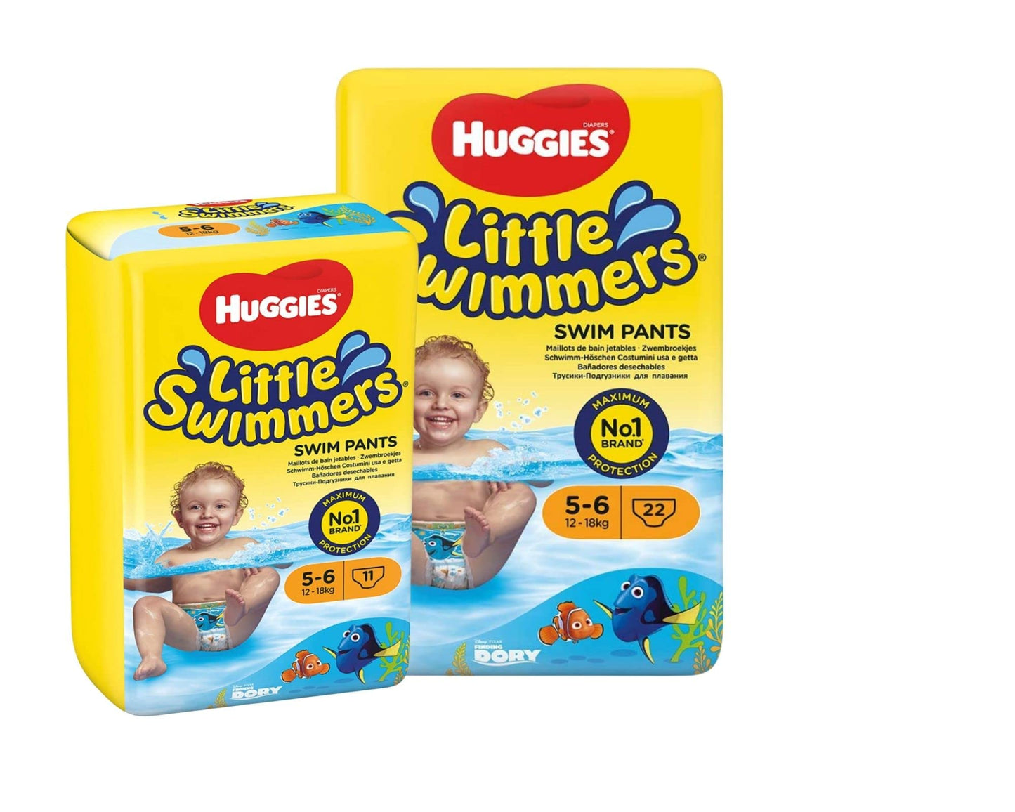 2 Pack Disposable Swimming Nappies, 2 Pack Swim Water Nappies Size 5-6, 12kg- 18kg, (2 Packs x 11) 5-6 - 22 Total Baby Toddler Children Waterproof Leak Proof Nappy + 1 x Mocktail 11 Count (Pack of 2)