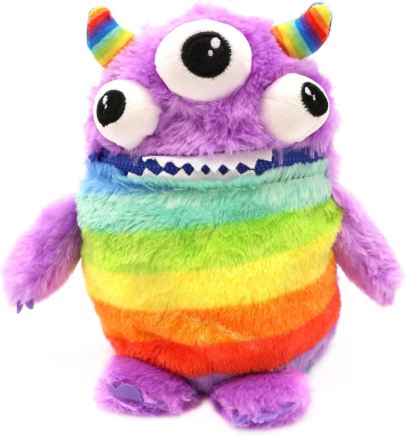 Worry Yummy Children's Monster Soft Toy - 28cm (11") Soft Cuddly Toy For Kids - Boys & Girls Anxiety, Stress & Fear Reducing Sleep Companion - Purple 'Zipper' Purple (Zipper)