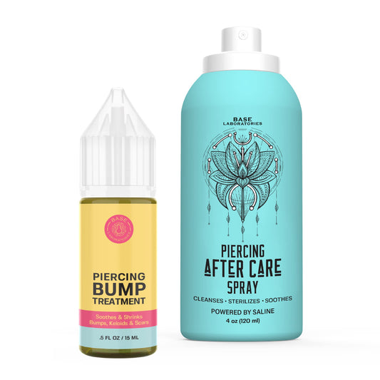 BASE LABORATORIES Piercing Aftercare Kit: Piercing Bump Solution Oil(15ml) + Piercing Aftercare Spray (4oz)