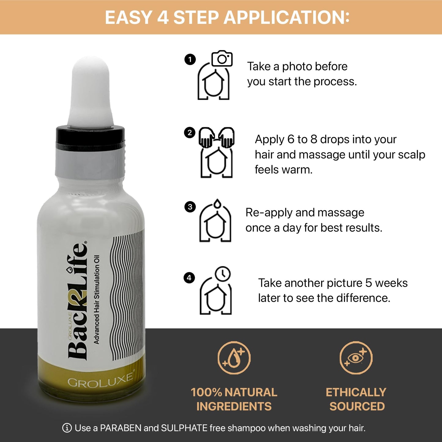 Back2Life 100% Natural Hair Stimulation & Beard Growth Oil-Get Rid of Patchy Beards & Hair-Beard serum to Moisturise, Hydrate & Condition-Repair & Rebalance Your Scalp & Regrow your Head & Beard Hair