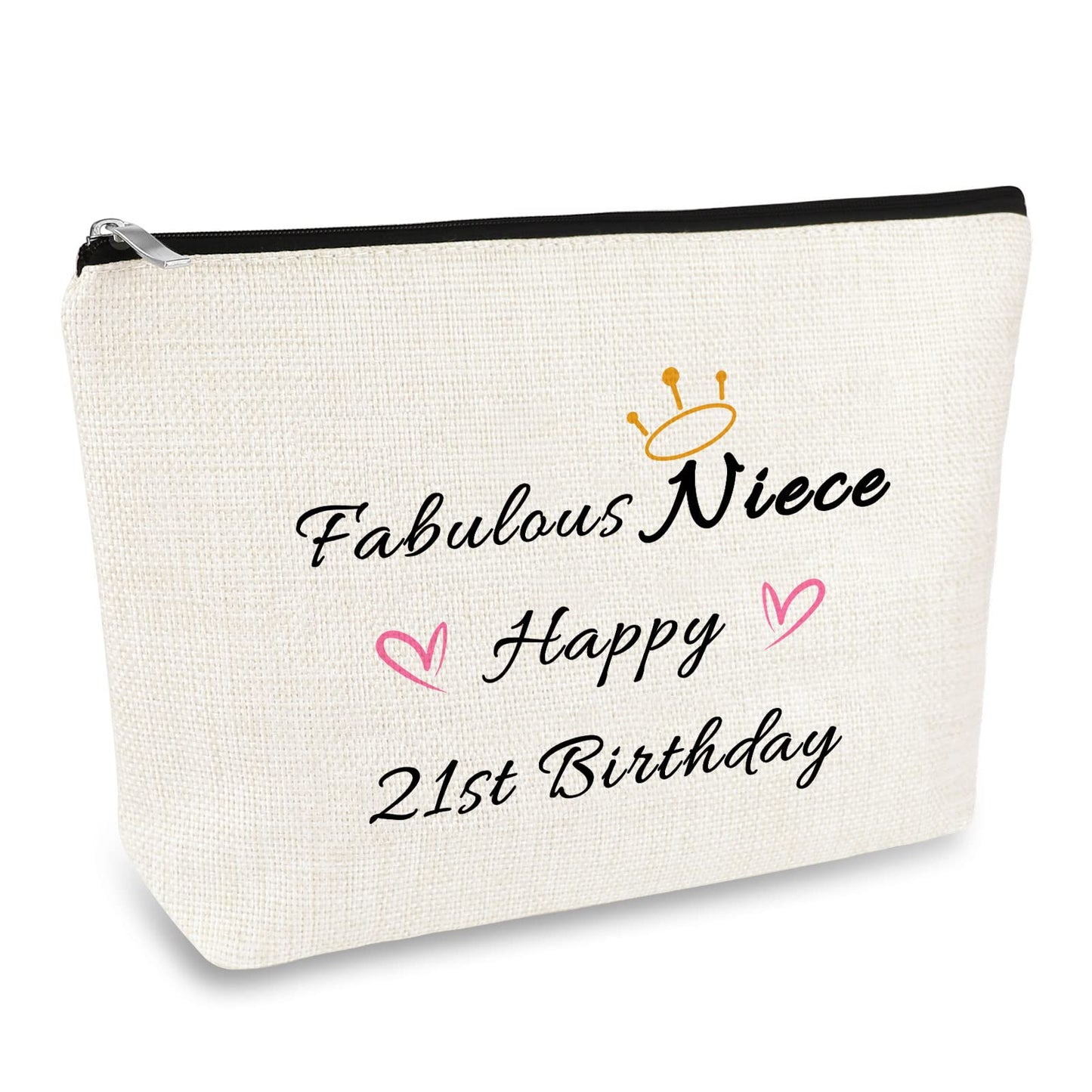 21st Birthday Gifts for Niece Makeup Bag Gift Niece Gifts from Aunt Uncle 21 Years Old Birthday Gift for Her 2004 Birthday Gifts for Women Christmas Cosmetic Bag Makeup Pouch Travel Toiletry Bag Off White