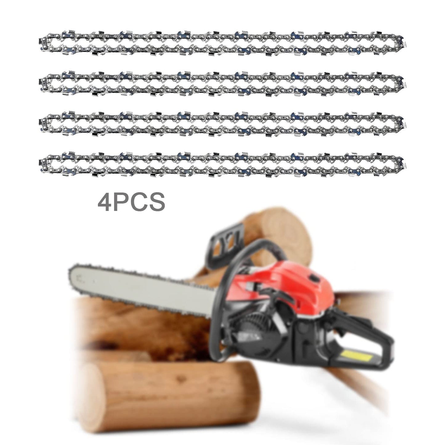 VonLux 4-Pack Chainsaw Chain 14 Inch - 3/8'' Pitch - 52 Driver Links - 0.050''(1.3mm) Gauge, Low-Kickback Replacement Chain Saw Chains for Chiansaw 35cm Guide Bar