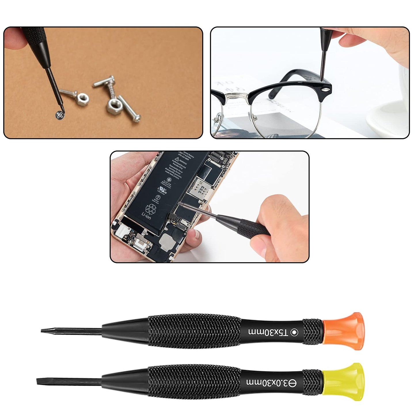 18 Pcs Glasses Screwdriver Set, Magnetic Small Screwdriver Kit with Flathead Cross Head Pentalobe Torx Star Screwdrivers Tweezers Repair Kit for Eyeglass Phone Electronics Jewelry Watch