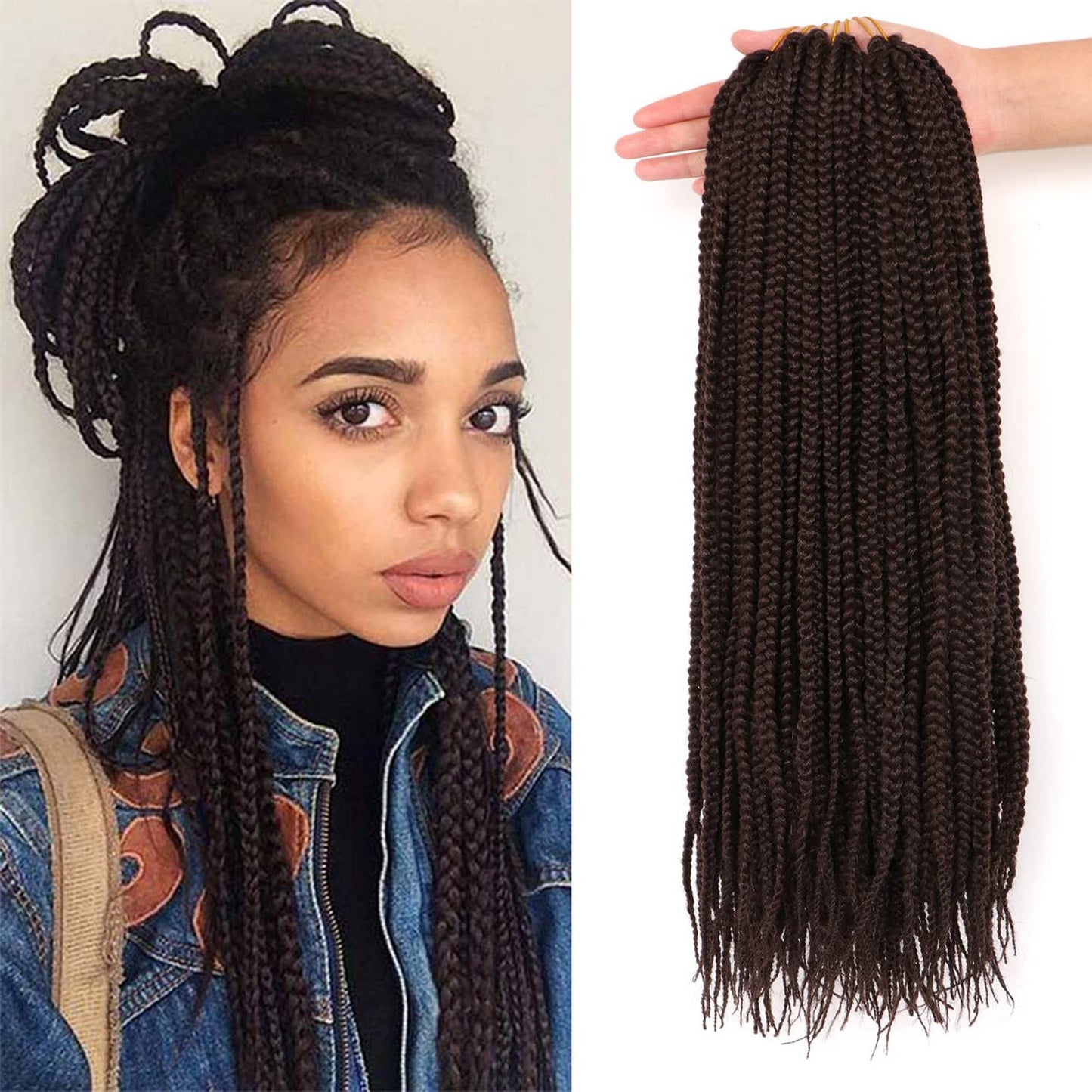 7Packs/Lot Box Braids Crochet Hair Extensions Pre looped Crochet Hair Crochet Braids Box Braid Crochet Hair Crochet Braids Hair for Black Women (18Inch(Pack of 7), #4) 18Inch(Pack of 7)