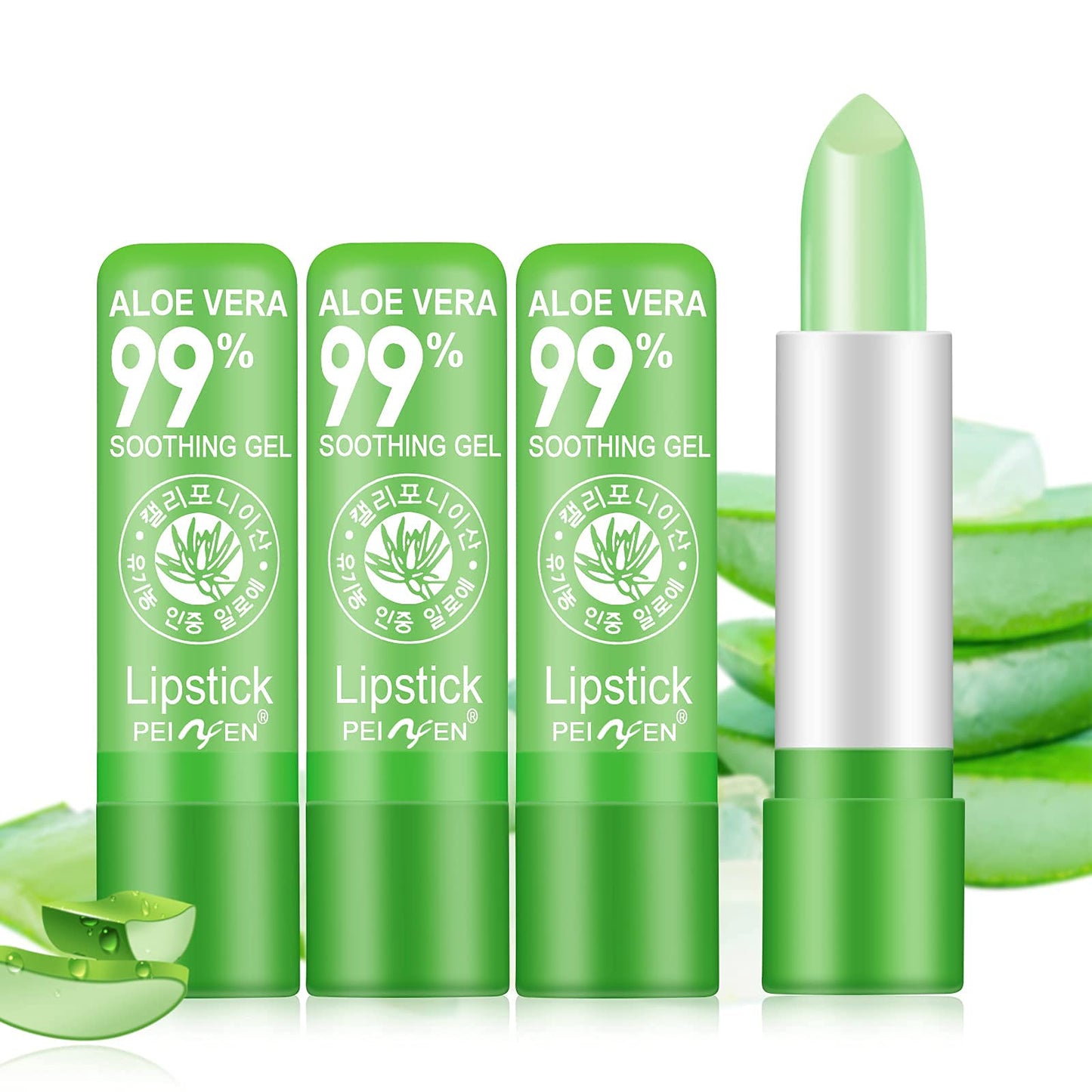 3PCS Aloe Vera Lipstick, Magic Temperature Color Change Lipstick Lip Blam, Long Lasting Nutritious Lips Makeup Aloe Vera Lip Gloss Set 3 Pack