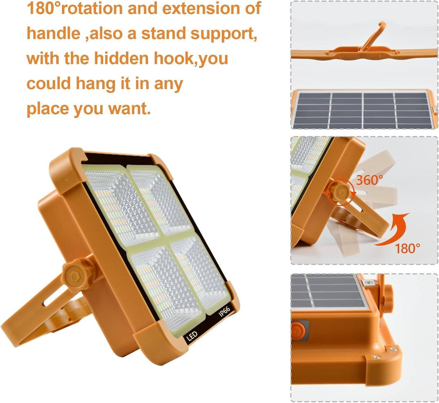 100W Rechargeable Work Light, 10000Lum Portable Solar LED Floodlight with USB Port/Magnetic/ 16500mAh/ 4 Lighting Modes, Emergency Work Lamp Job Site Ligh for Camping, Fishing Or